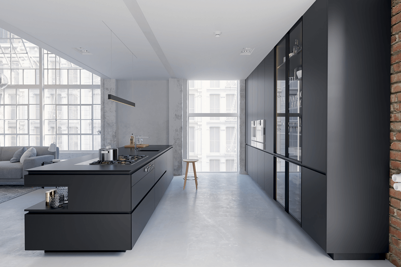 Bauarena Küchenwelt: schwarze Küchenschränke