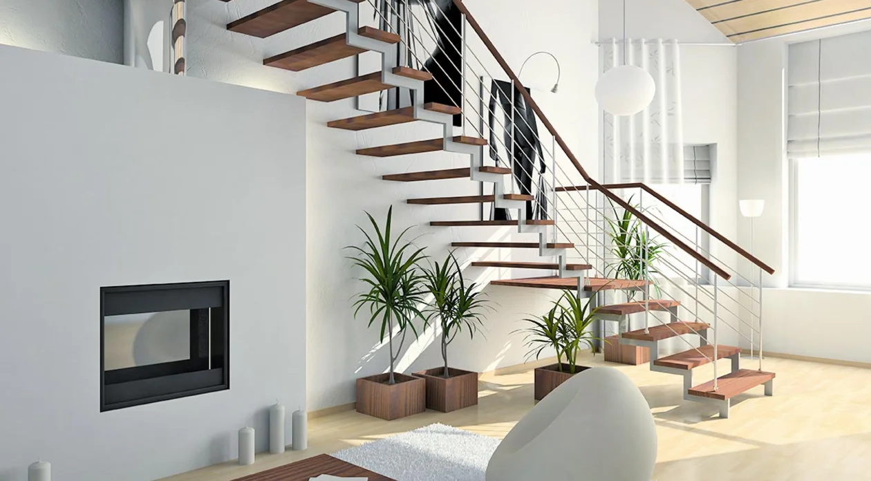 Podesttreppen mit einer Zwischenebene
