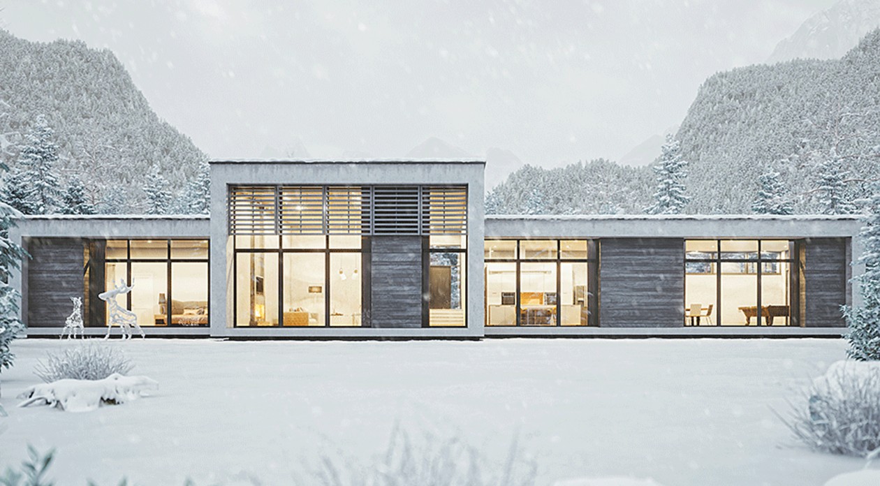 Bauarena Gebäudewelt- Haus im Winter