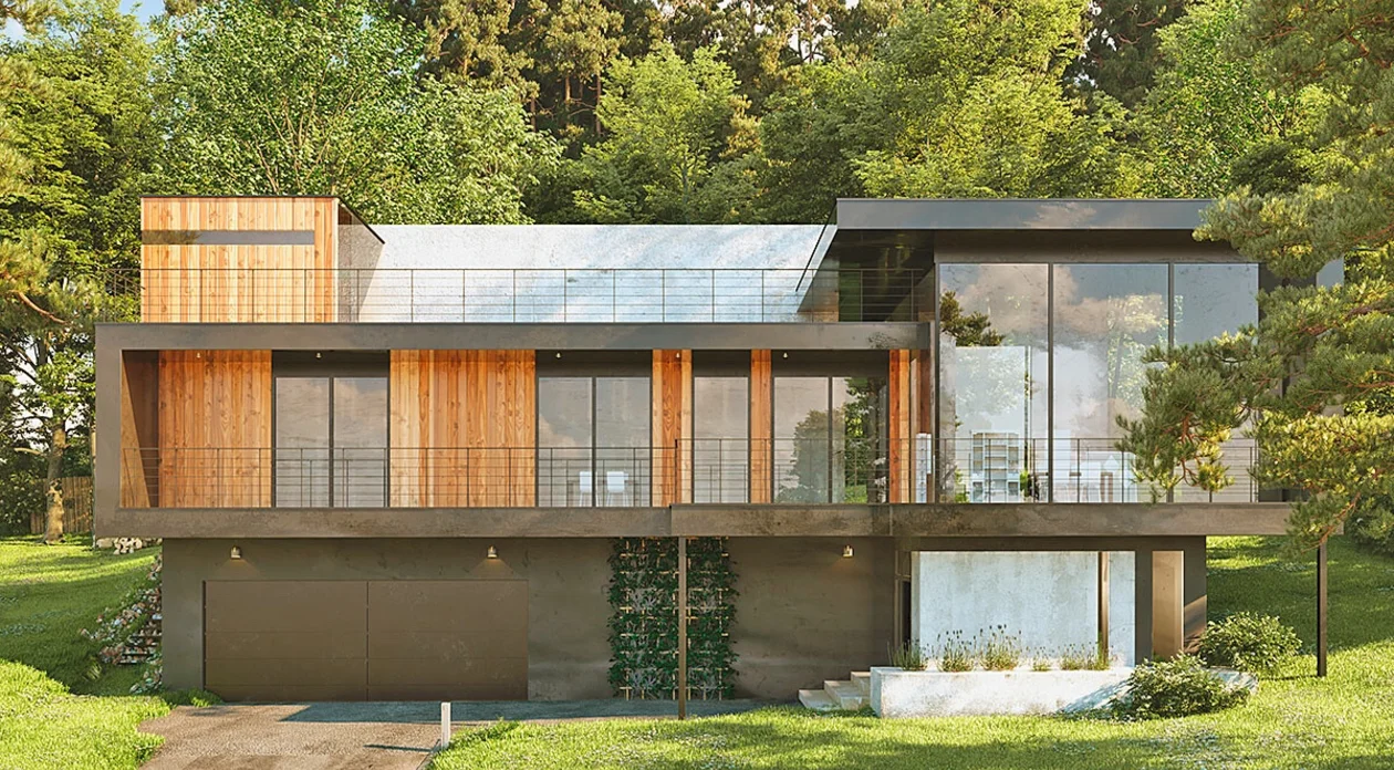 Bauarena Gebäudewelt- Modernes Haus mit Garten