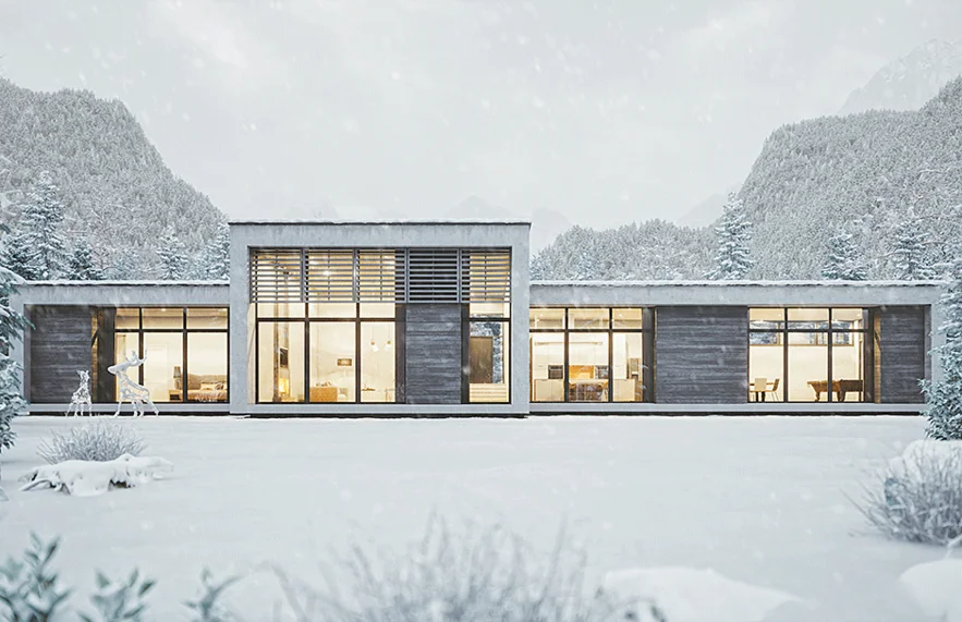 Bauarena Gebäudewelt- Haus im Winter