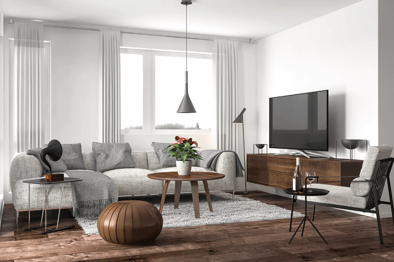 Bauarena Wohnwelt: Laminatbodenbelag im Wohnzimmer